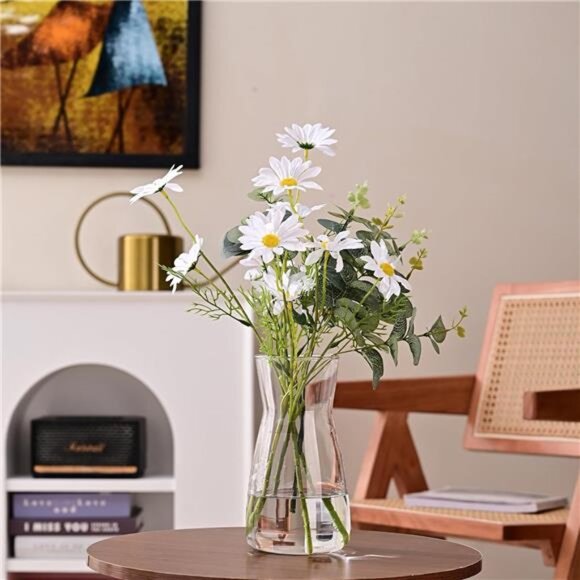 8 inch Clear Glass Flower Vases for Centerpiece Table Home Indoor Desk - Picture 2 of 7